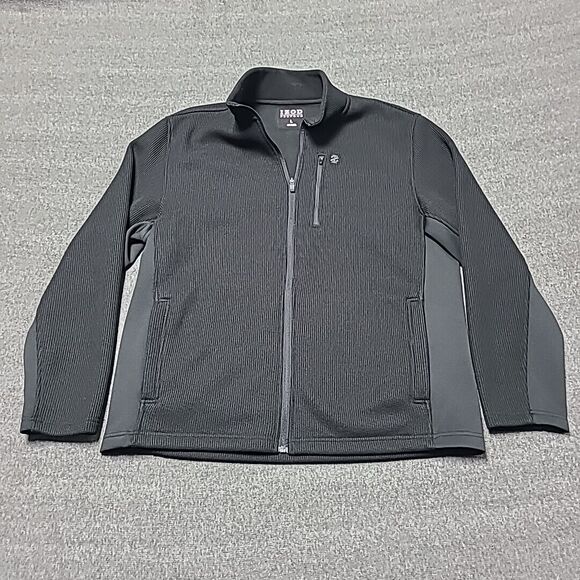IZOD Mens Sweater Large Full Zip Performance Black Softshell - Picture 1 of 11